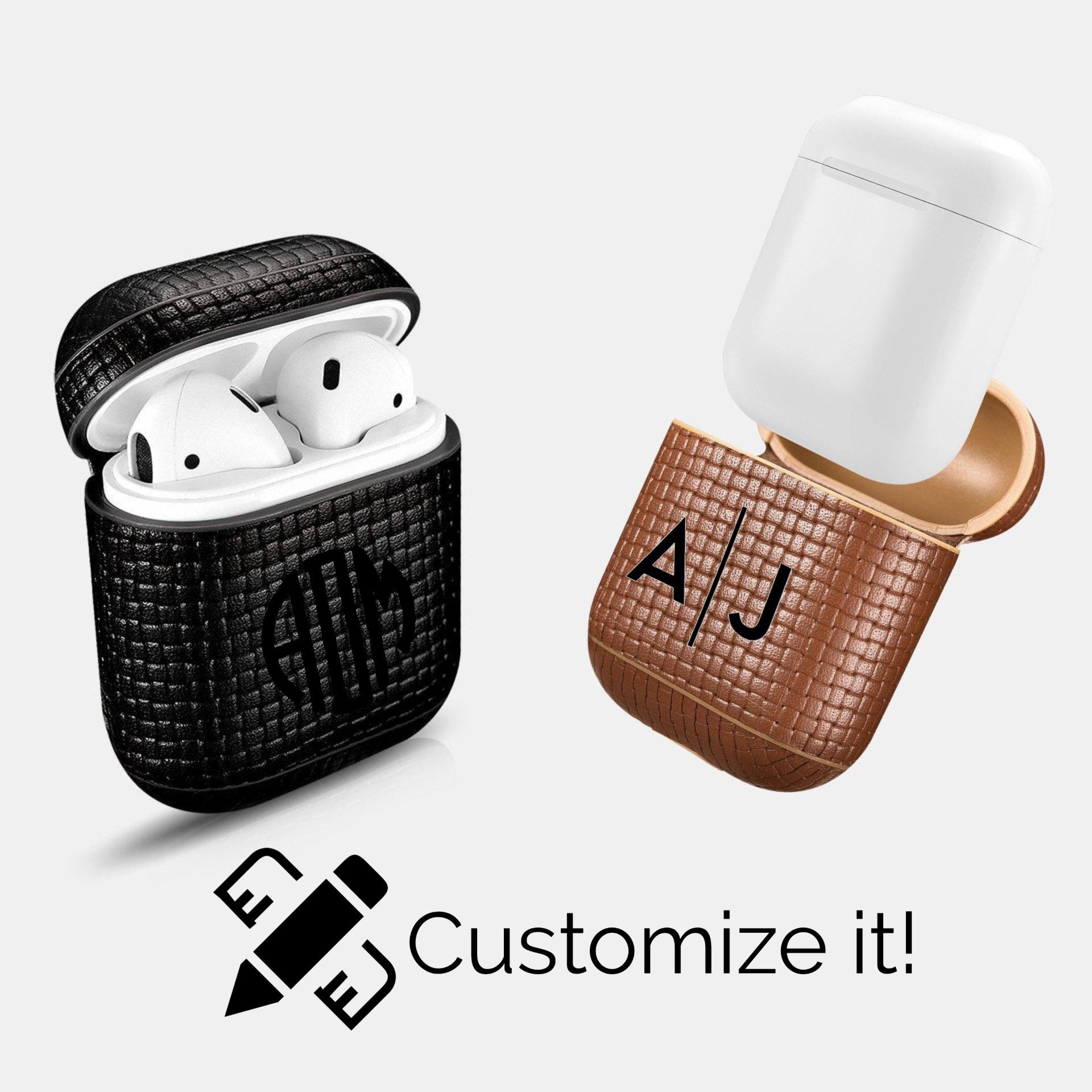 Woven Beautiful Genuine Leather Custom Apple AirPods Case 1 & 2 with