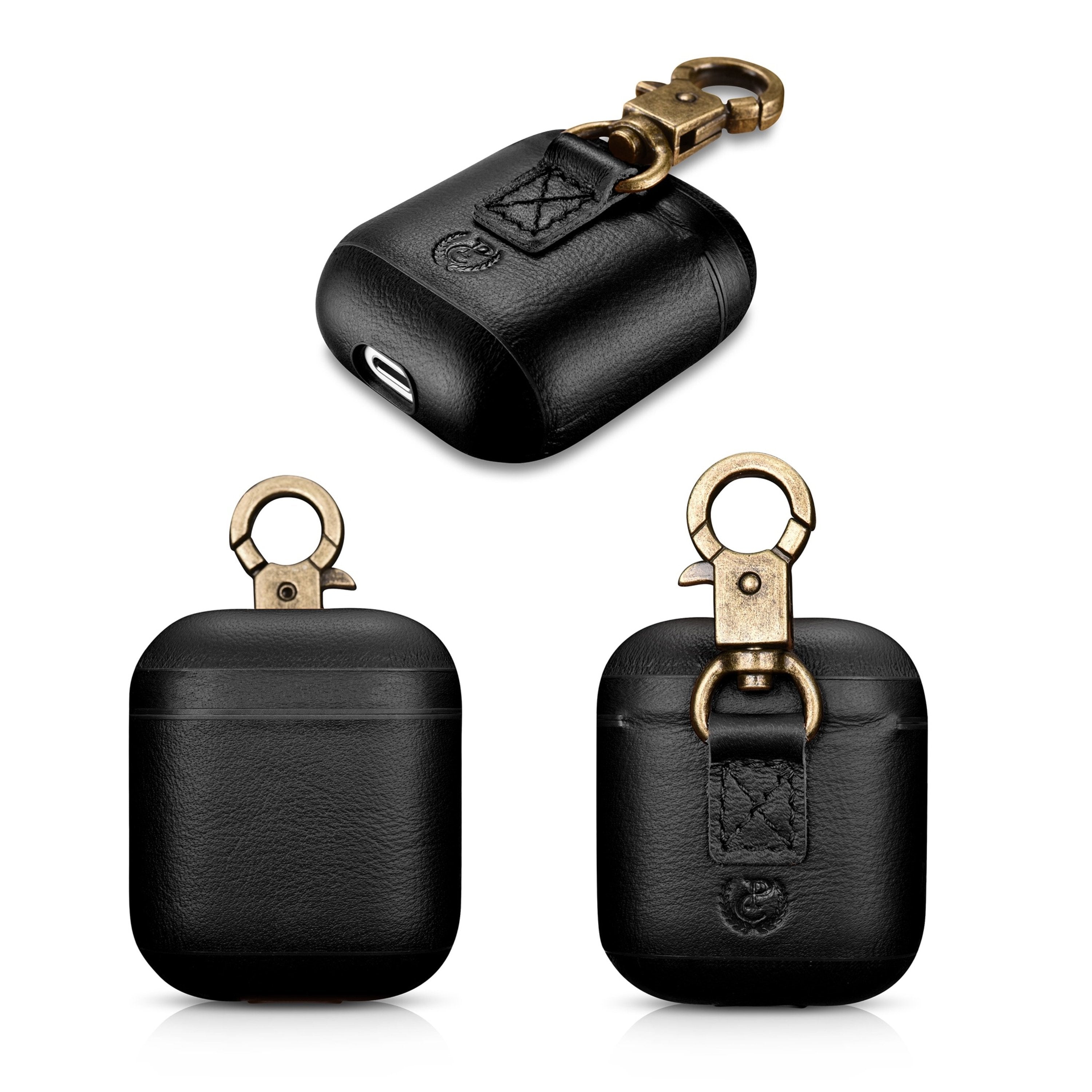 Leather AirPods 1 & 2 Case with Color Embossing, Black Edition