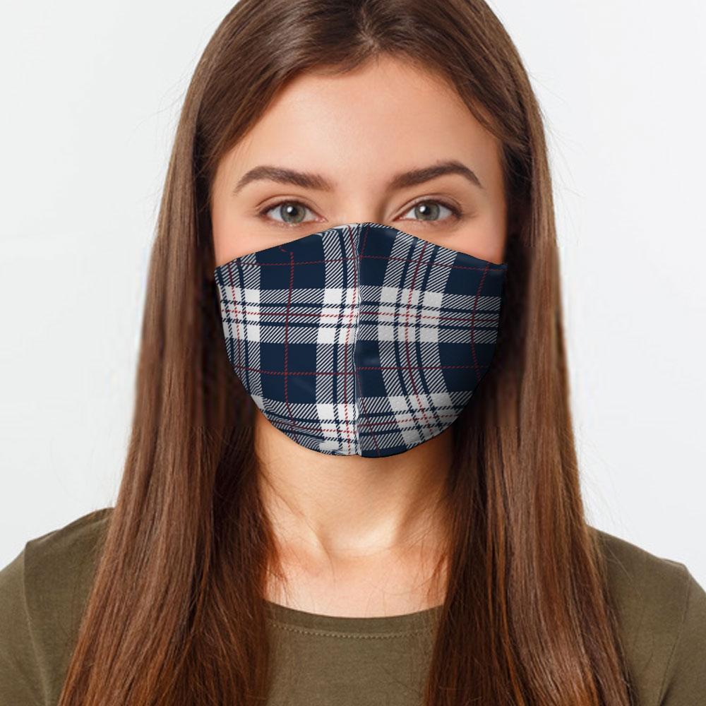 Navy Plaid Face Cover