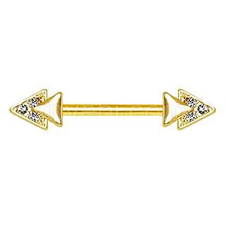 Gold Jeweled Double Triangle Nipple Bar