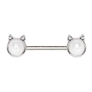 316L Surgical Steel Pearl White Cat Nipple Bar