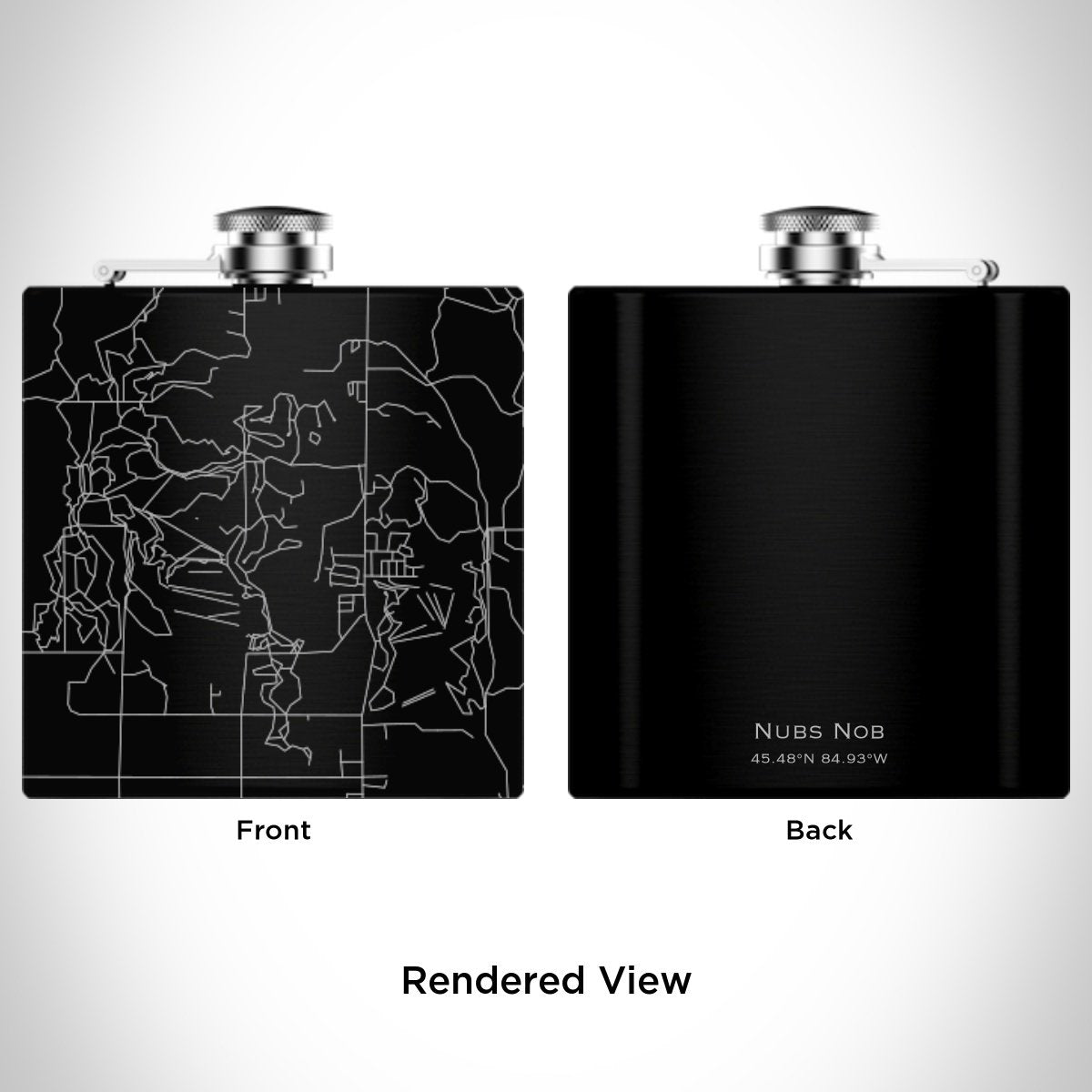 Nubs Nob - Michigan Engraved Map Hip Flask in Matte Black - Zomdo Marketplace | Zomdo.com