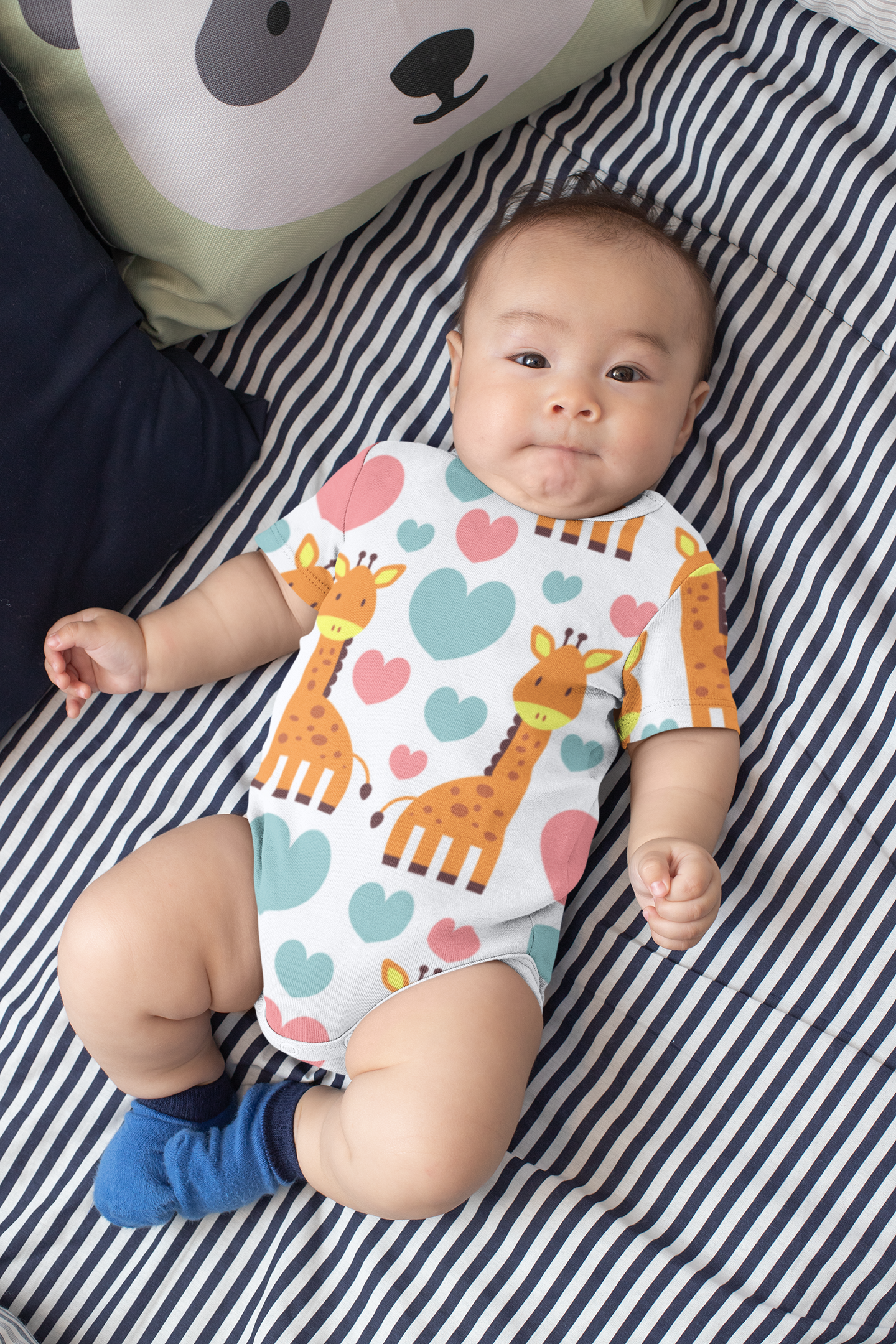 Giraffe Hearts Onesie | Orange Poppy