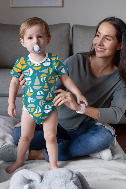 Teal Sailboats Onesie