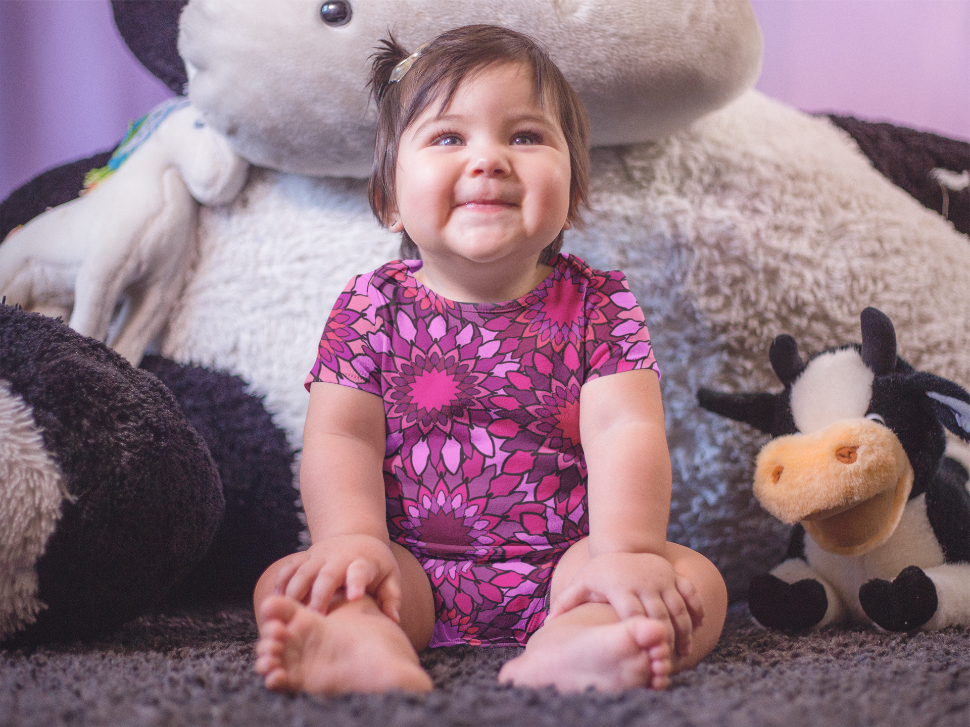 Vibrant Pink Flowers Onesie