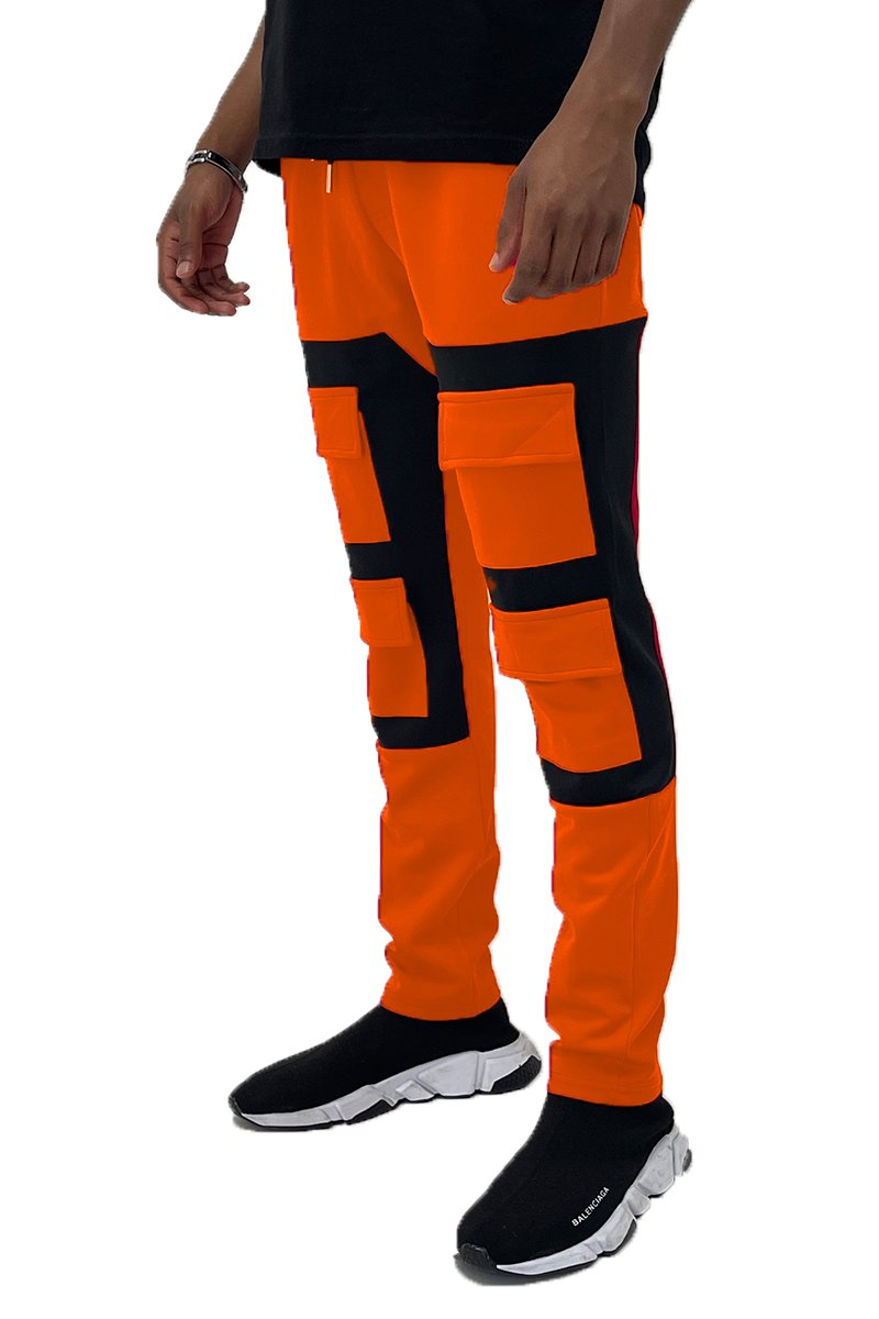 COLOR BLOCK CARGO TRACK PANTS