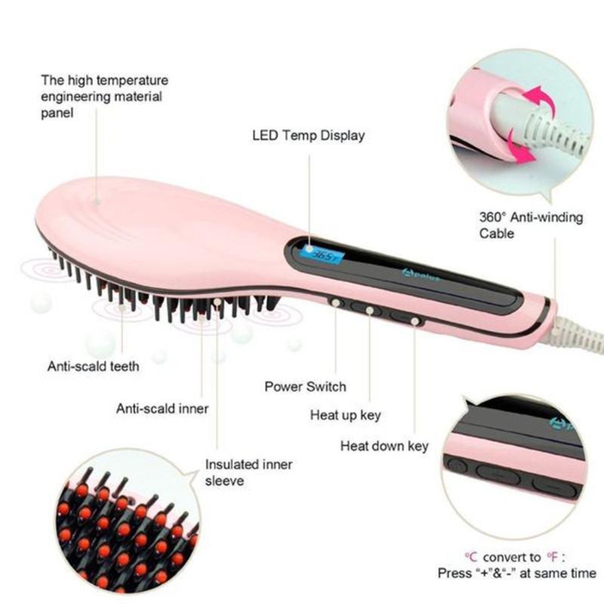 Electronic Hair Straightening Brush