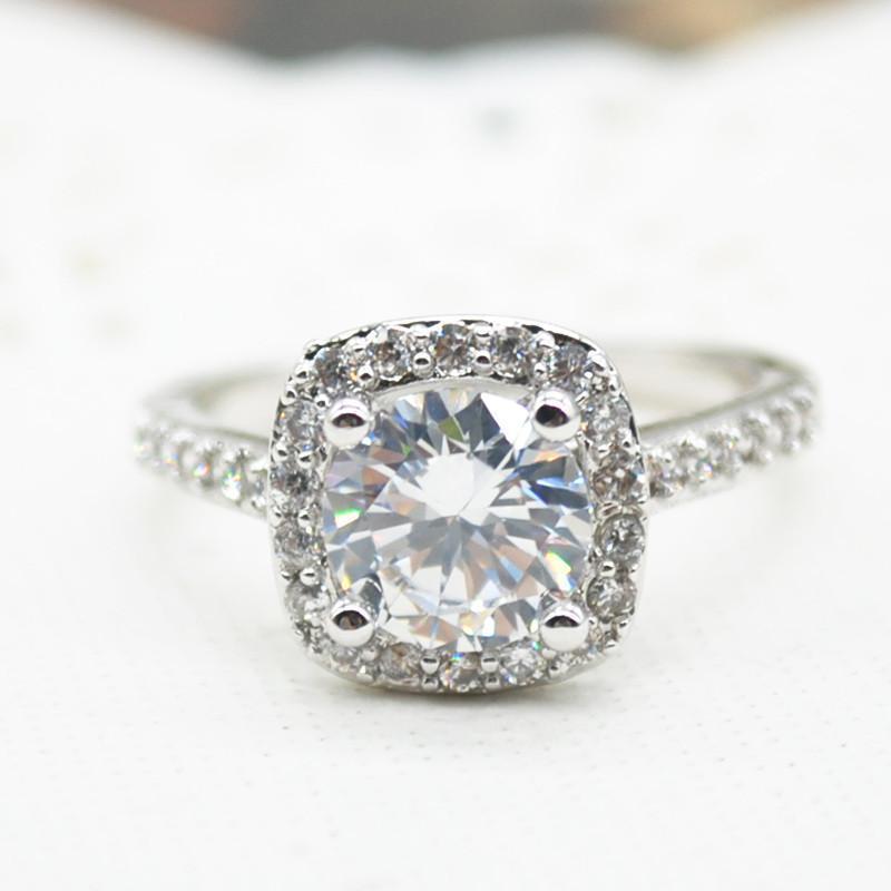 2.00 CT Cushion-Cut Queen White  Elements Ring