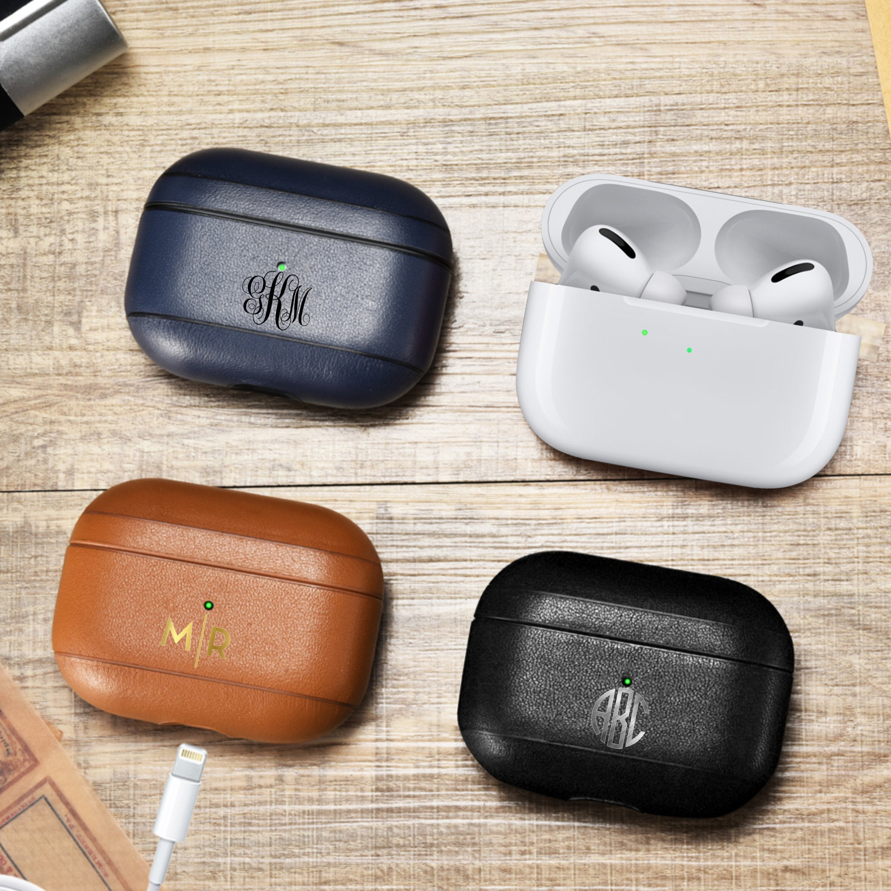 Custom AirPods Pro Vegan Nappa Leather Case | Black Brown Navy Blue