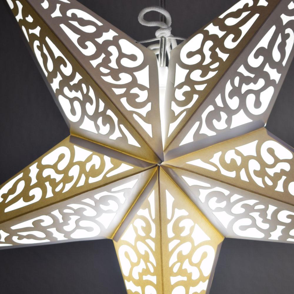 24" Atomic White Paper Star Lantern, Chinese Hanging Wedding & Party