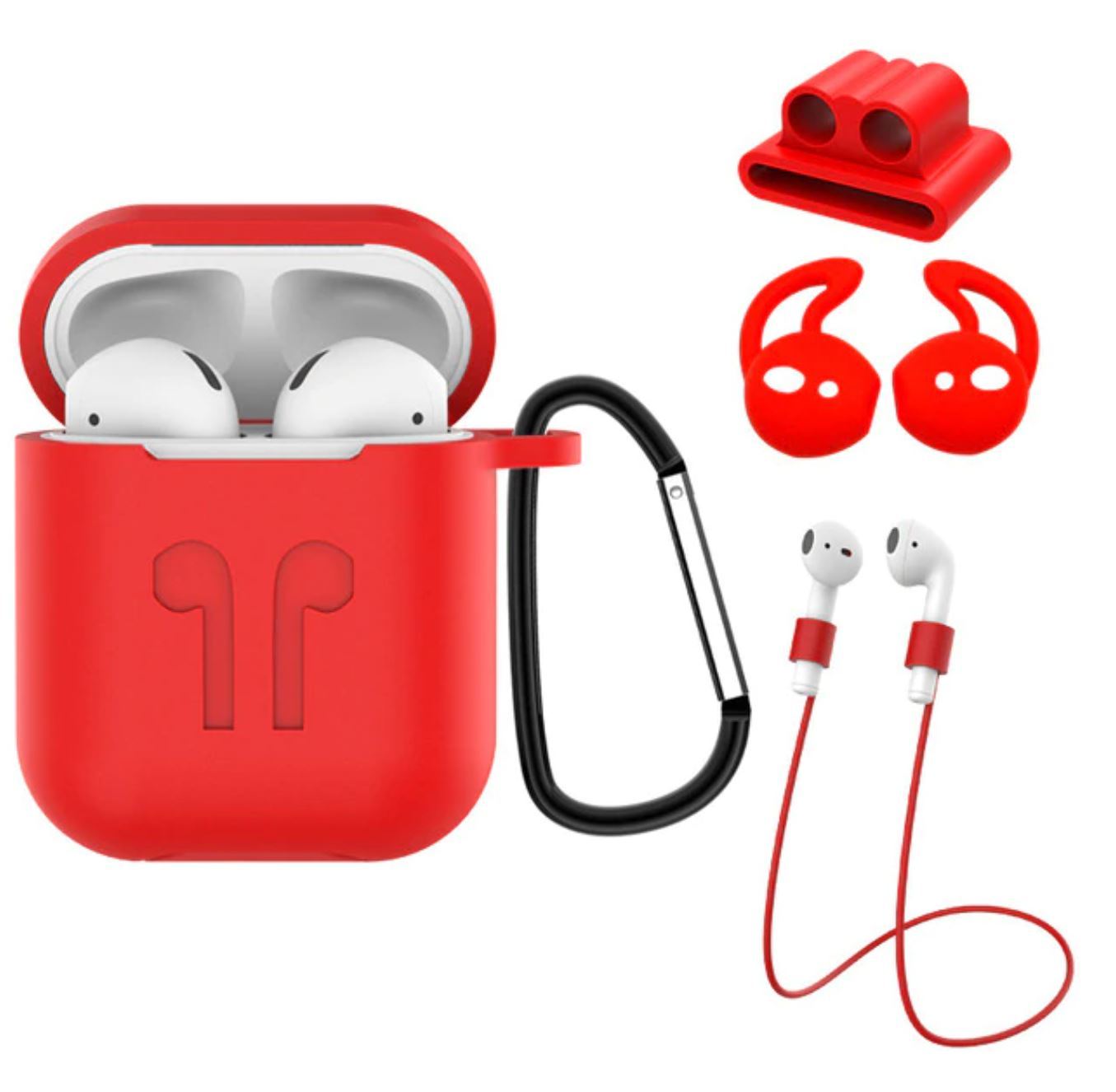 Apple AirPods 1 & 2 Strong Case Gear Bundle 5 in 1 Combo Accessories