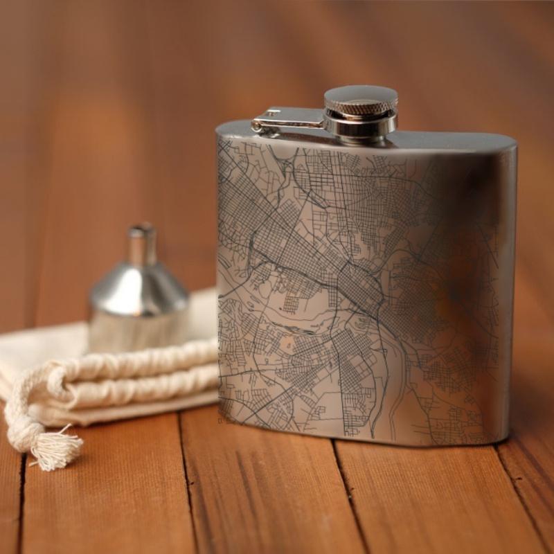 Richmond - Virginia Map Hip Flask | Cyan Castor