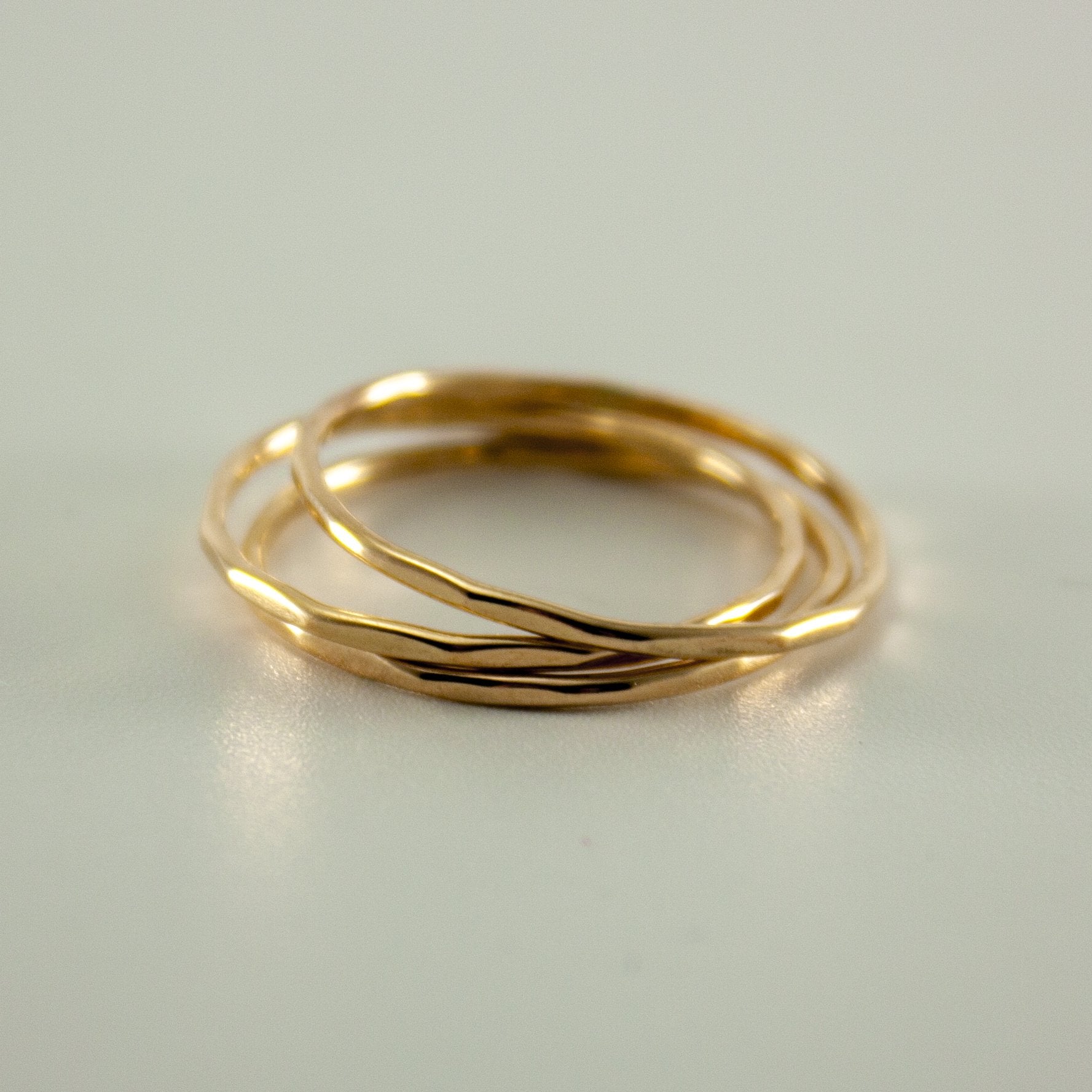 Hammered 14k Gold-Filled Slim Ring Stack