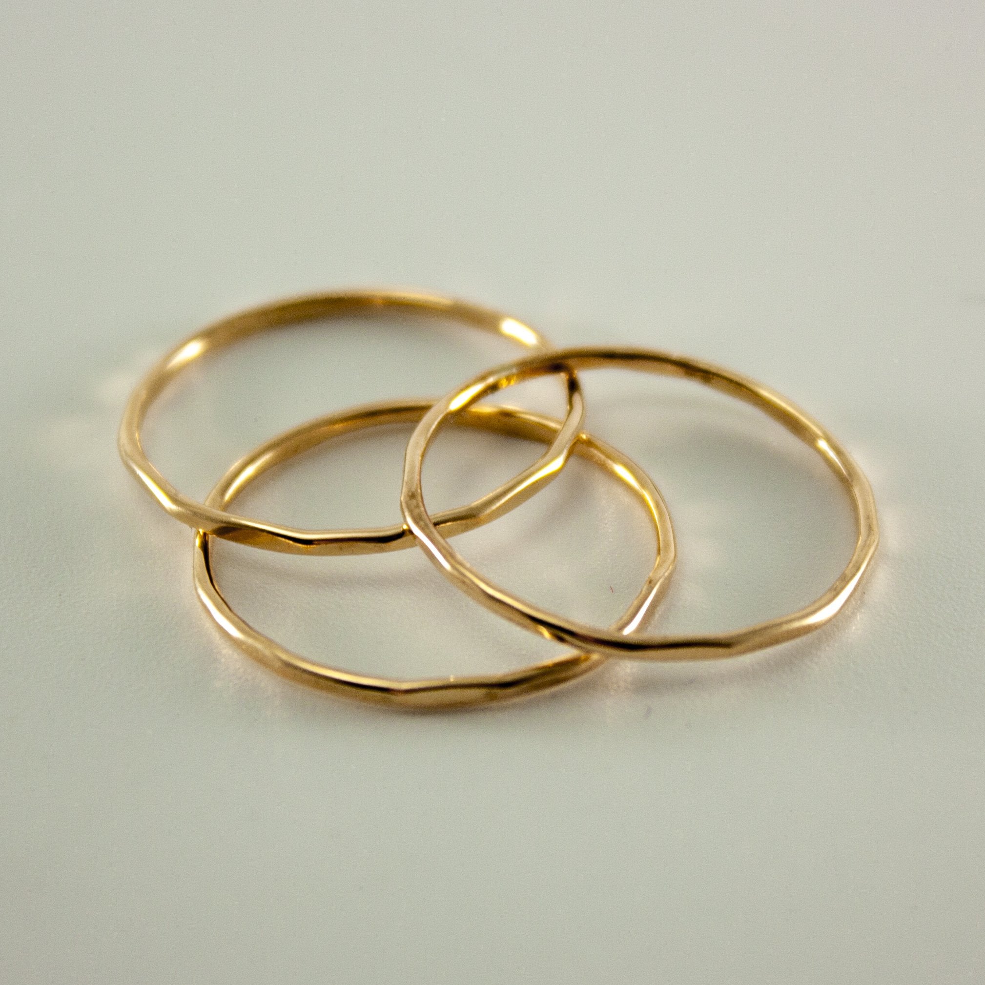 Hammered 14k Gold-Filled Slim Ring Stack