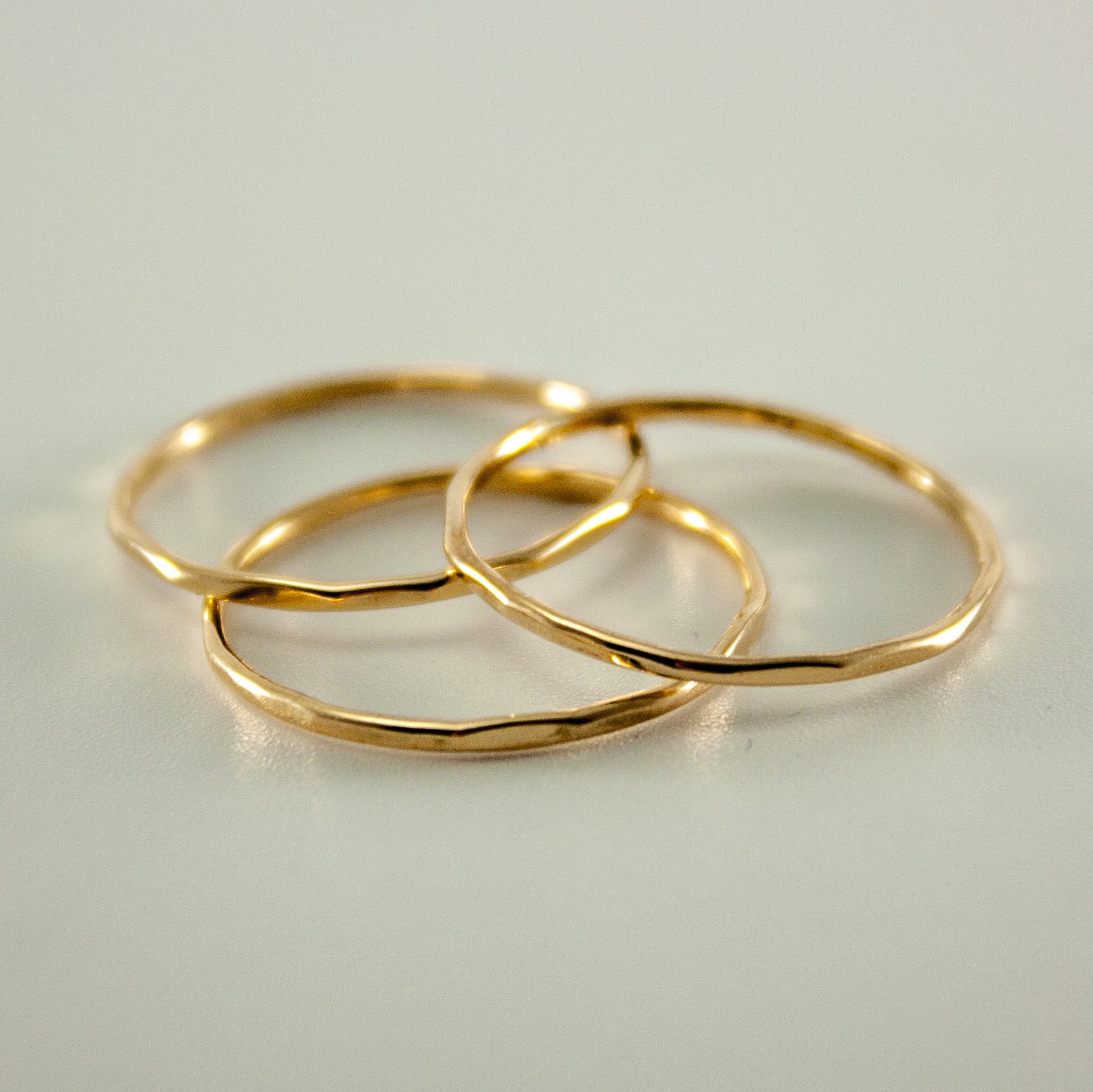 Hammered 14k Gold-Filled Slim Ring Stack