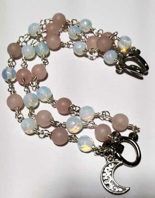 Rose Quartz and Snow Jade Bracelet with Butterfly Clasp