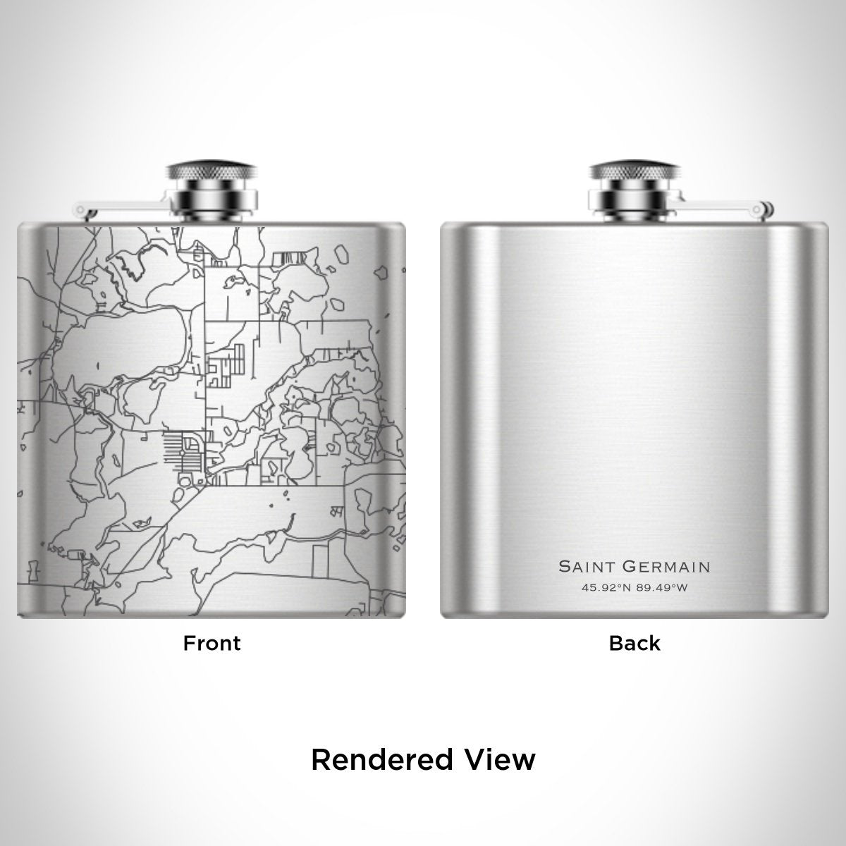 Saint Germain - Wisconsin Engraved Map Hip Flask | Cyan Castor