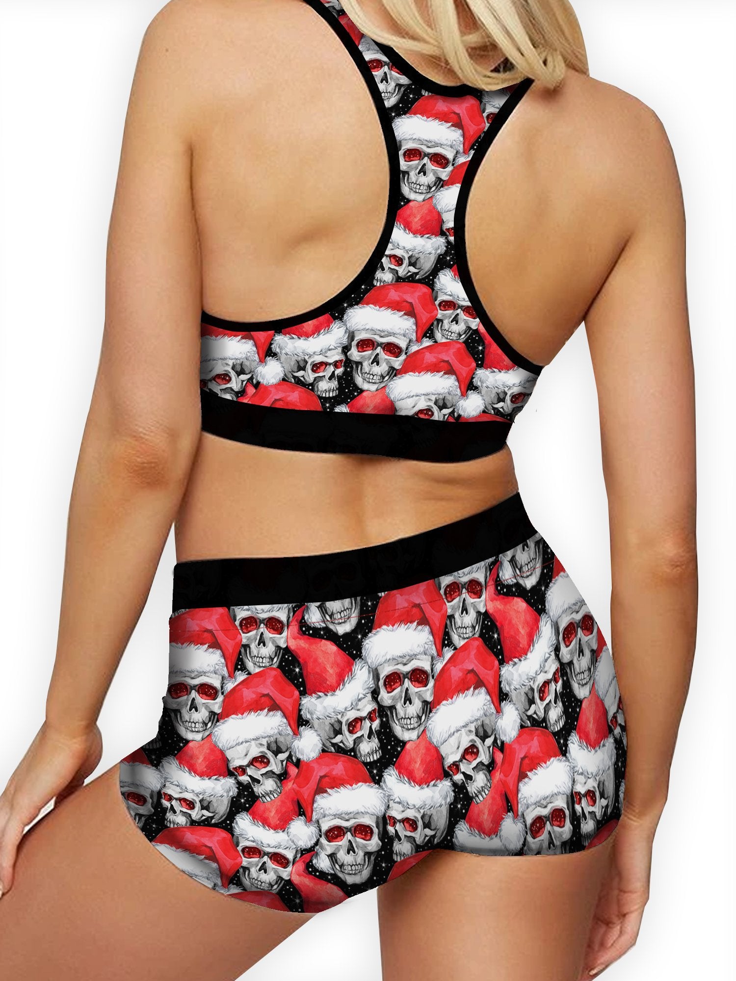 Christmas Santa Skulls Ellie Sports Bra