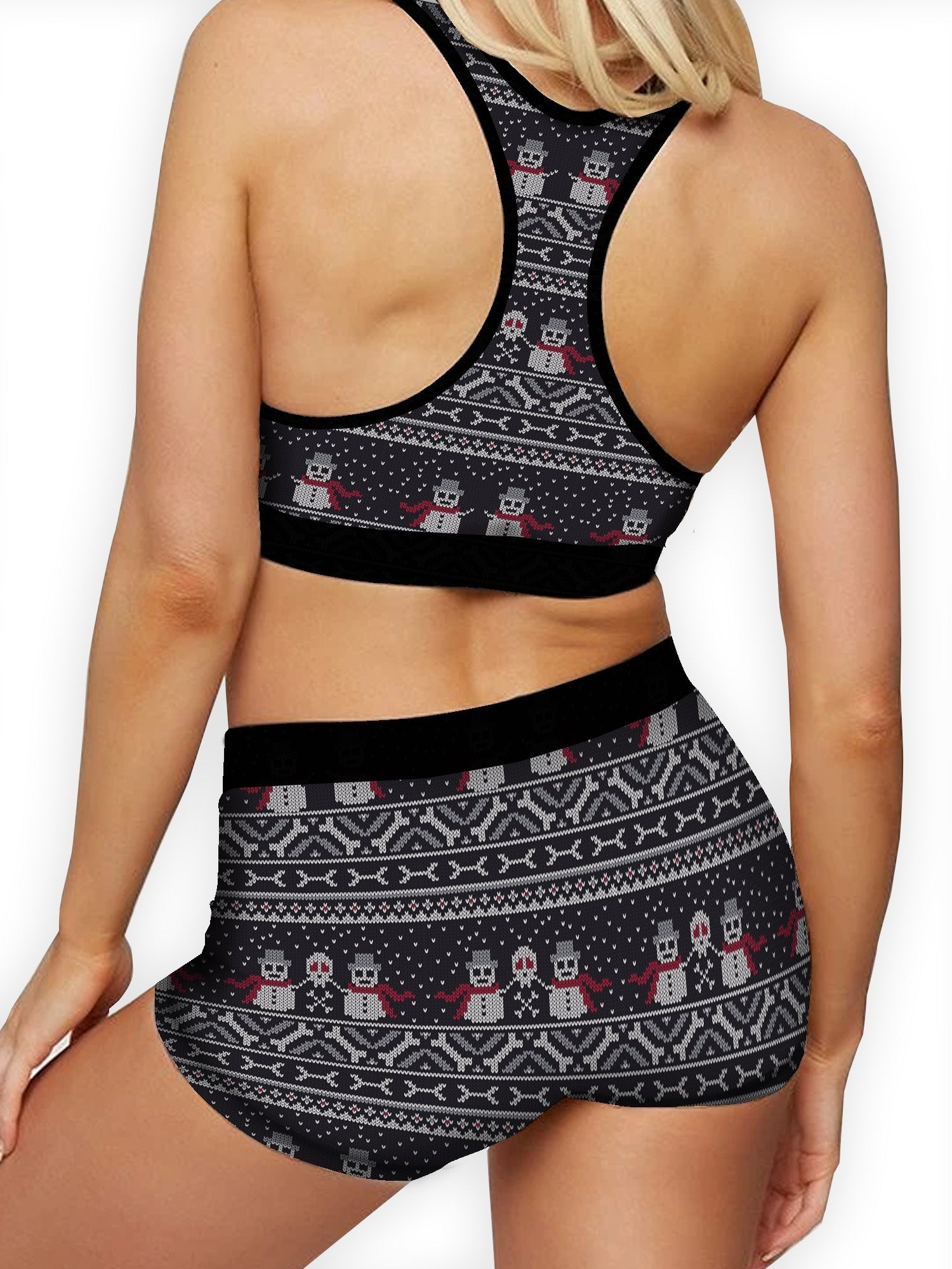 Christmas Snowman Knit Pattern Ellie Sports Bra