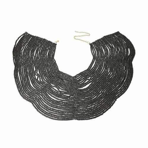 Wooden Bead Shoulder Drape Necklace