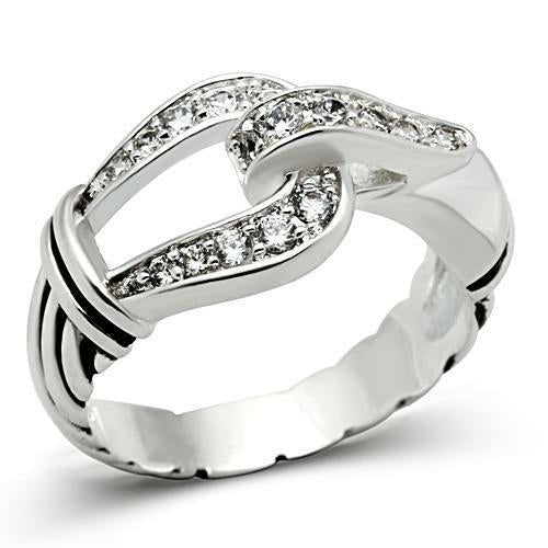 SS050 - Silver 925 Sterling Silver Ring with AAA Grade CZ in Clear
