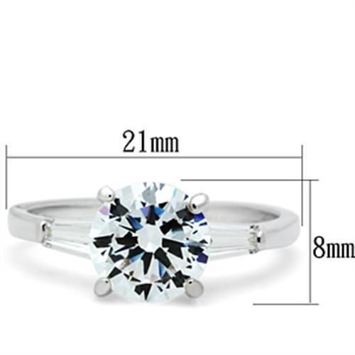 SS061 - Silver 925 Sterling Silver Ring with AAA Grade CZ in Clear