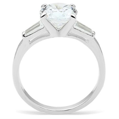 SS061 - Silver 925 Sterling Silver Ring with AAA Grade CZ in Clear