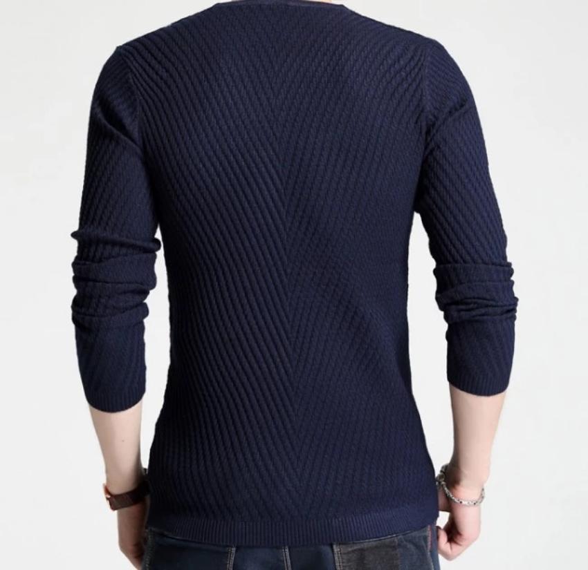 Mens Casual V Neck Sweater with Buttons Design