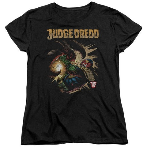 Trevco "Judge Dredd" Blast Away Short Sleeve Womens Tee, Black - Small