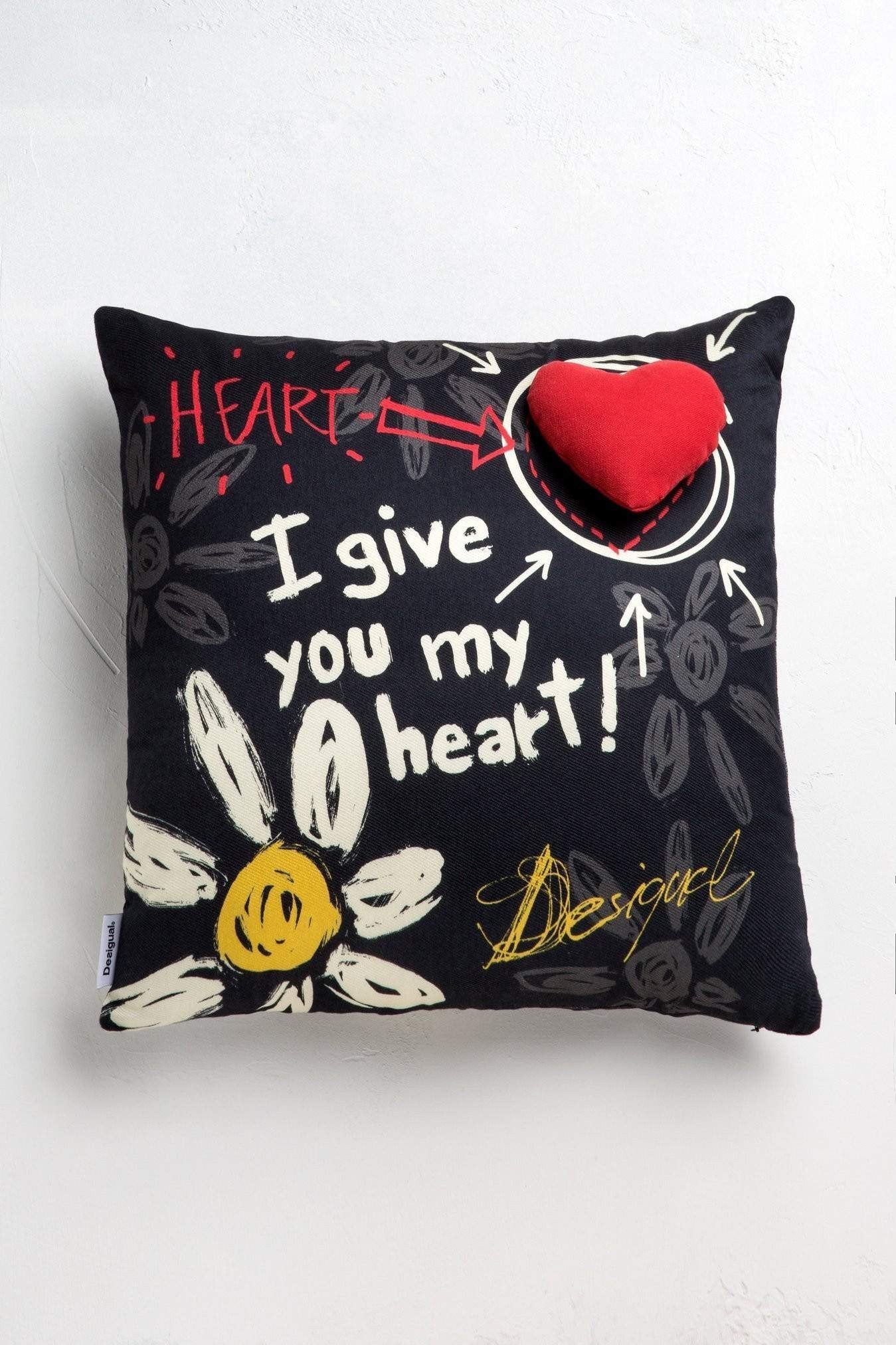 Cotton cushion "I Give you my Heart" detachable heart with Velcro | Scorpius