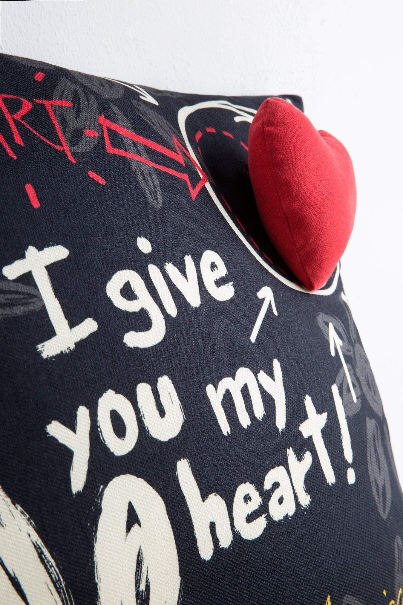 Cotton cushion "I Give you my Heart" detachable heart with Velcro - Zomdo Marketplace | Zomdo.com