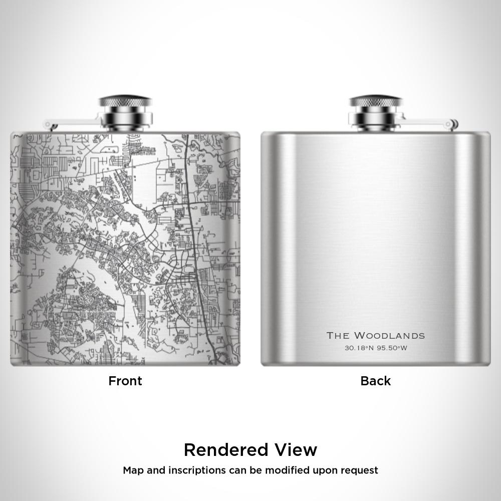 The Woodlands - Texas Map Hip Flask