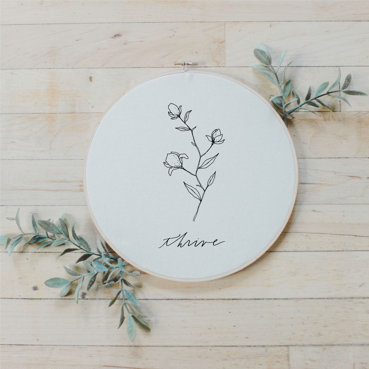 Thrive Wildflower Faux Embroidery Hoop | Magenta Chloe