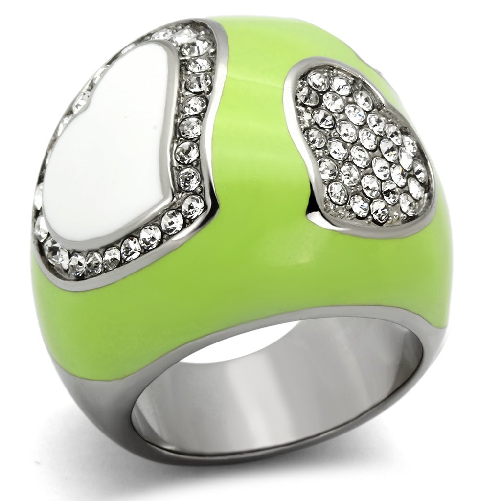 TK1021 - High polished (no plating) Stainless Steel Ring with Top | Turquoise Tiger