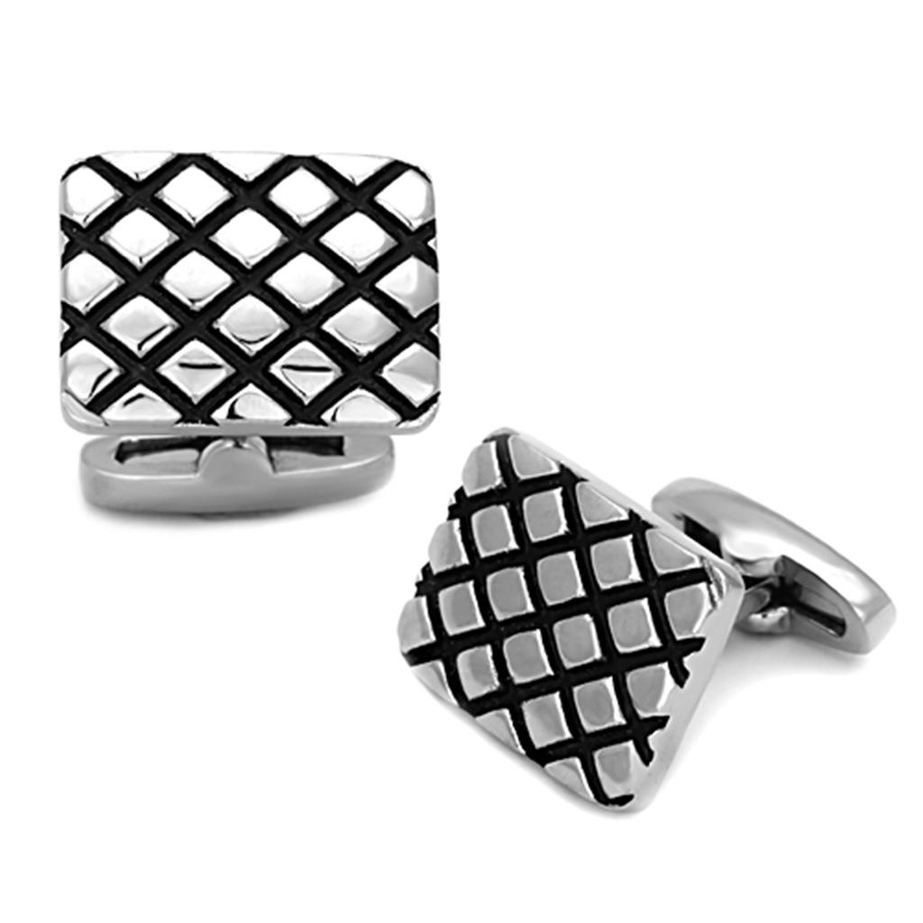 TK1266 - High polished (no plating) Stainless Steel Cufflink with