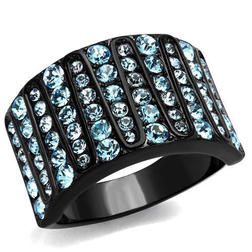 TK2198 IP Black(Ion Plating) Stainless Steel Ring | Turquoise Tiger