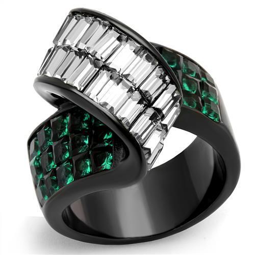 TK2199 IP Black(Ion Plating) Stainless Steel Ring | Turquoise Tiger