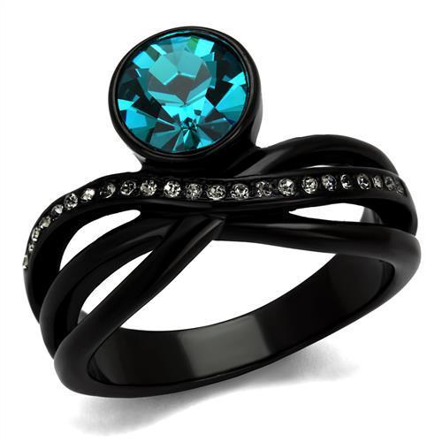 TK2488 IP Black(Ion Plating) Stainless Steel Ring | Turquoise Tiger