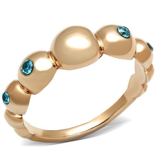 TK3088 - IP Rose Gold(Ion Plating) Stainless Steel Ring with AAA Grade | Turquoise Tiger