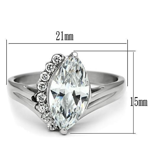 TK475 - High polished (no plating) Stainless Steel Ring with AAA Grade