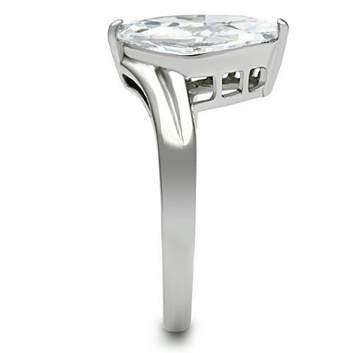 TK475 - High polished (no plating) Stainless Steel Ring with AAA Grade