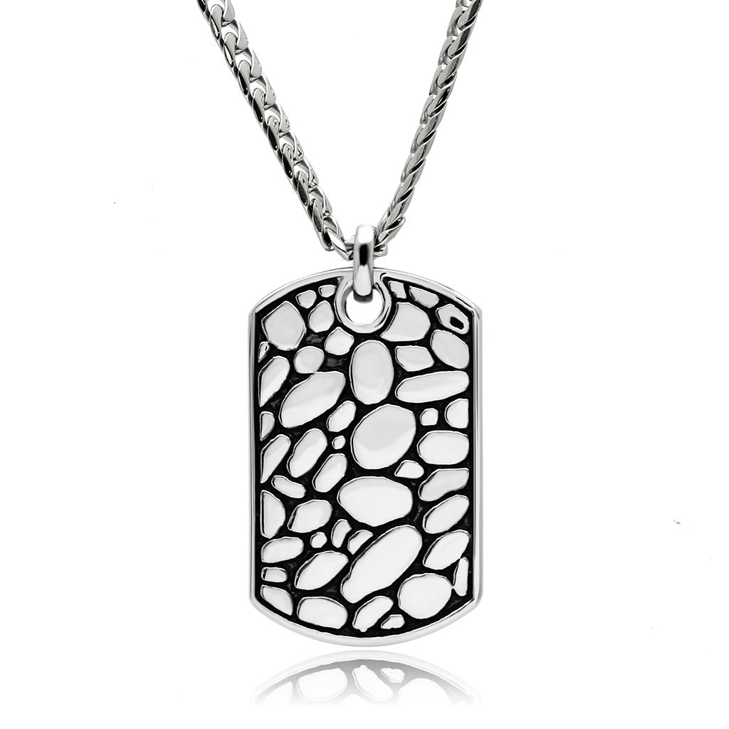 TK556 - High polished (no plating) Stainless Steel Necklace with No | Turquoise Tiger