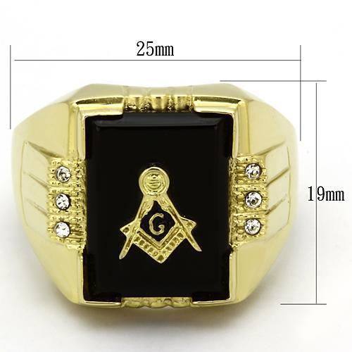 TK795 - IP Gold(Ion Plating) Stainless Steel Ring with Semi-Precious