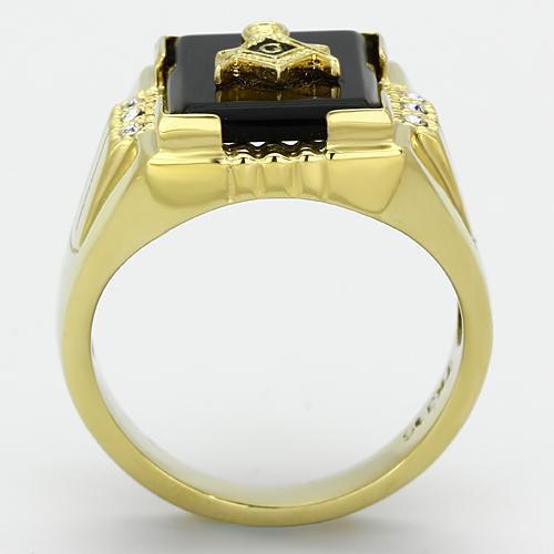 TK795 - IP Gold(Ion Plating) Stainless Steel Ring with Semi-Precious