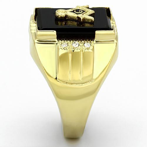 TK795 - IP Gold(Ion Plating) Stainless Steel Ring with Semi-Precious