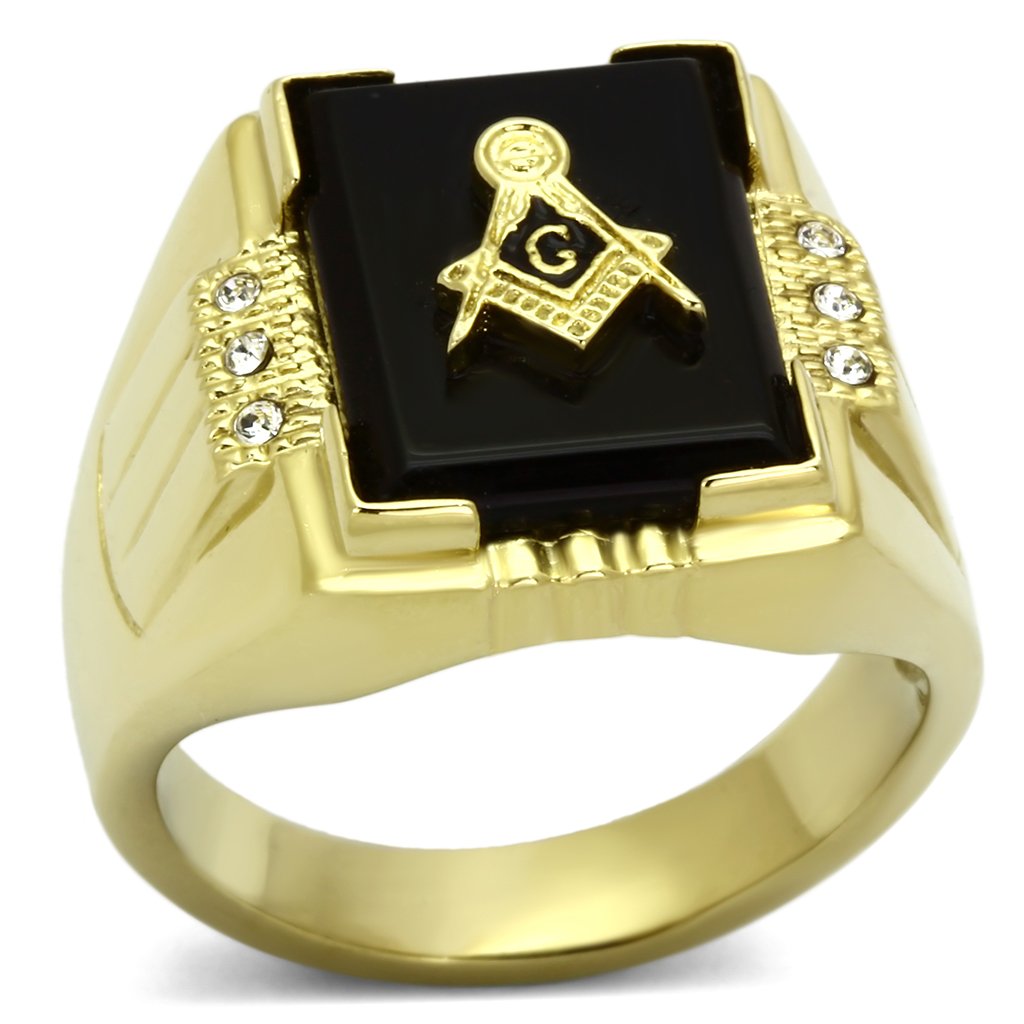 TK795 - IP Gold(Ion Plating) Stainless Steel Ring with Semi-Precious