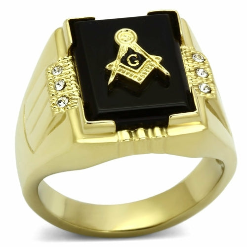 TK795 - IP Gold(Ion Plating) Stainless Steel Ring with Semi-Precious