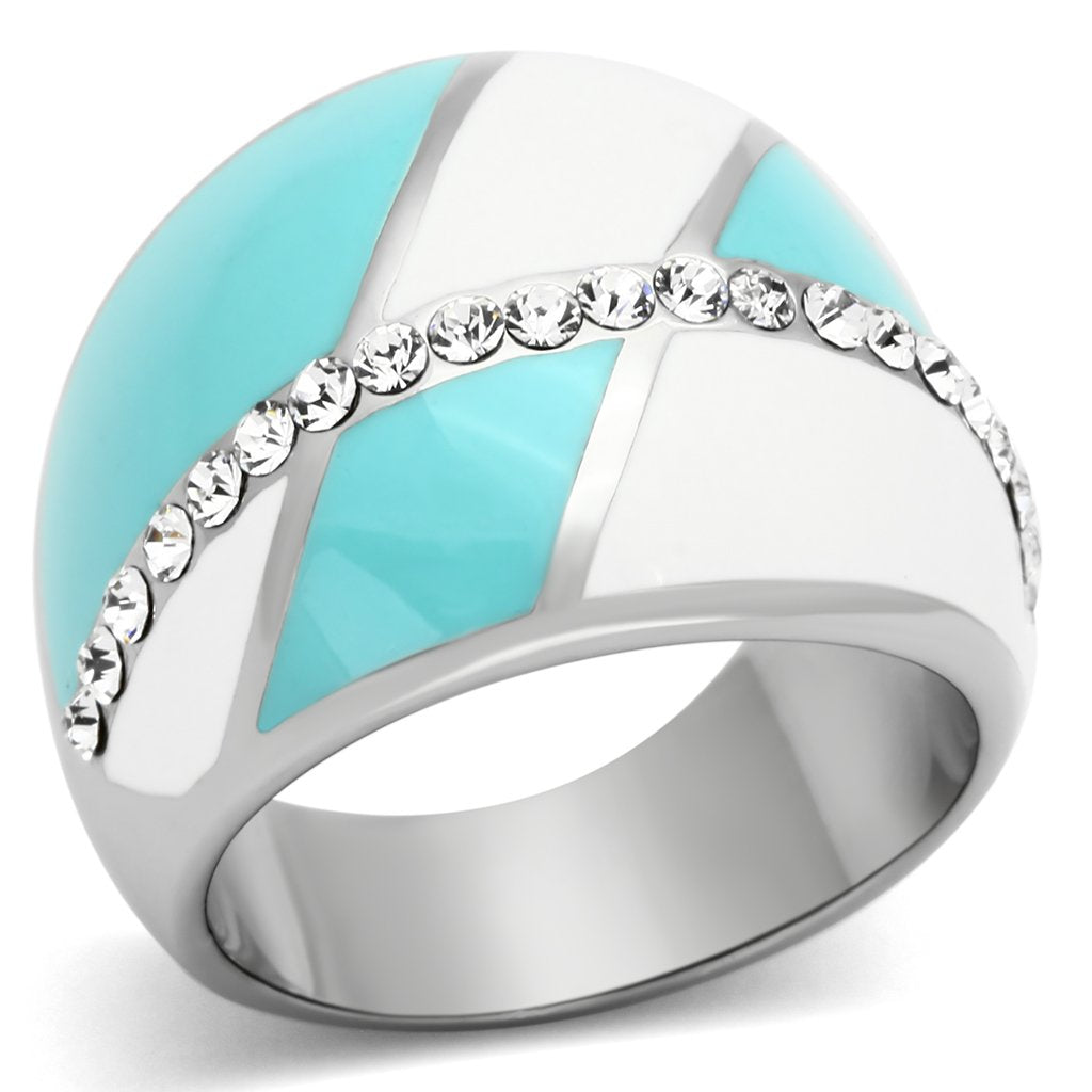 TK812 - High polished (no plating) Stainless Steel Ring with Top Grade | Turquoise Tiger