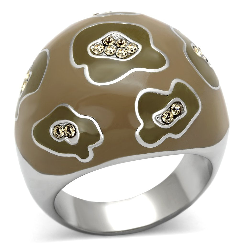 TK826 - High polished (no plating) Stainless Steel Ring with Top Grade | Turquoise Tiger