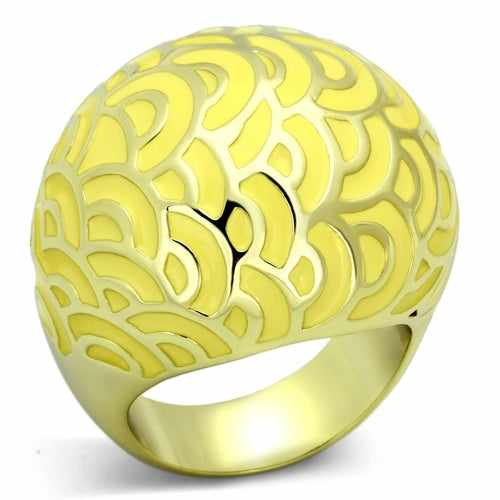 TK873 - IP Gold(Ion Plating) Stainless Steel Ring with Epoxy in Topaz